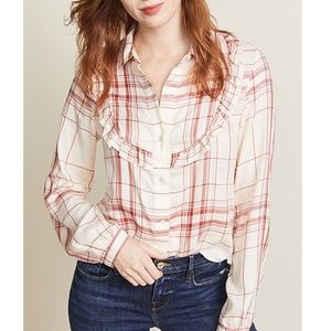 FRAME Ruffle Bib Button Down Shirt